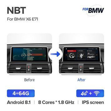 Штатна магнітола Teyes NBT 4GB+64GB 4G+WiFi BMW X6 E71 (2007-2014)
