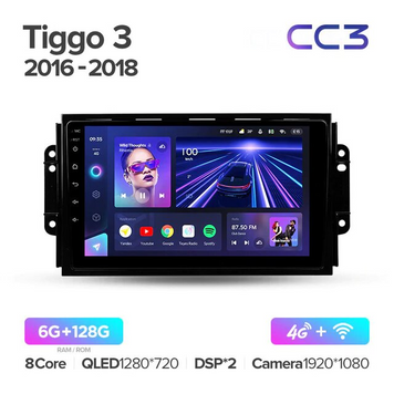 Штатная магнитола Teyes CC3 6GB+128GB 4G+WiFi Chery Tiggo 3 (2016-2018)