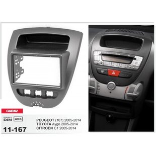 Рамка перехідна Carav 11-167 Peugeot (107) 2005 + / Toyota Aygo 2005+ / Citroen C1 2005+) 2DIN