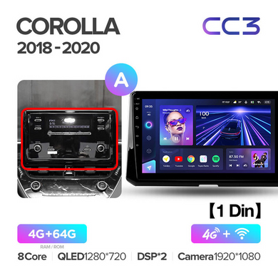 Штатная магнитола Teyes CC3 4GB+64GB 4G+WiFi Toyota Corolla (2018-2019)