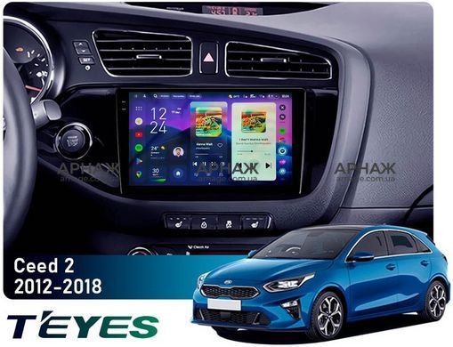 Штатная магнитола Teyes CC4 Pro 2K 12+256 Gb Kia CEED Cee'd 2 JD 2012-2018 9"