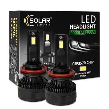 LED автолампи Solar LED H8-H11-H16 12/24V 100W 9000Lm 6500K CSP3570 2шт