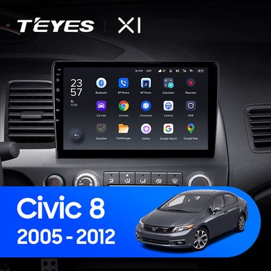 Штатна магнітола Teyes X1 2+32Gb Wi-Fi Honda Civic 8 FK FN FD 2005-2012 10"