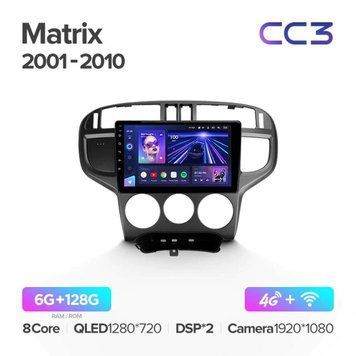 Штатна магнітола Teyes CC3 6GB+128GB 4G+WiFi Hyundai Matrix (2001-2010)