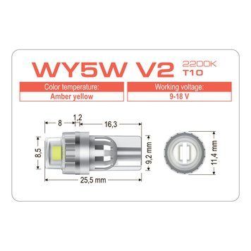 Led автолампы AMS VISION WY5W V2 T10 2200K