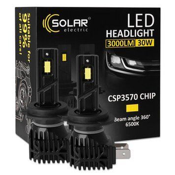 LED автолампы Solar LED H7 12/24V 30W 3000Lm 6500K CSP3570 2шт