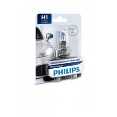 Лампа галогенна Philips H1 WhiteVision + 60% 4300K ​​12258WHVB1