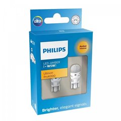 LED автолампы Philips 11961AU60X2 W5W (T10) LED white Ultinon Pro6000 SI amber