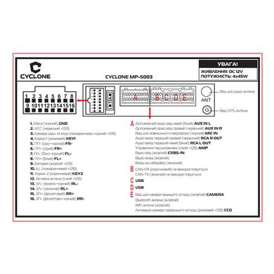 Автомагнітола Cyclone MP-5003 1din Android