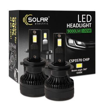 LED автолампы Solar LED H7 12/24V 100W 9000Lm 6500K CSP3570 2шт