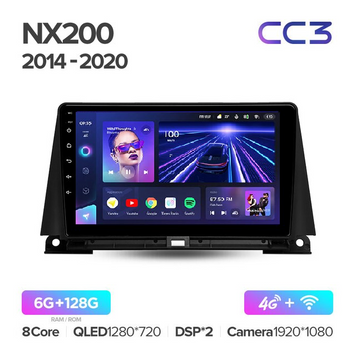 Штатна магнітола Teyes CC3 6+128 Gb Lexus NX200 Z10 NX 200 (0Din)2014-2020 9"