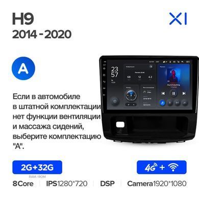 Штатная магнитола Teyes X1 2+32Gb GREAT WALL Haval H9 2014-2020 (A) 10"