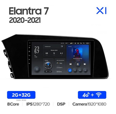 Штатна магнітола Teyes X1 2+32Gb Hyundai Elantra VII CN7 (ZYJ) 2020-2021 9"