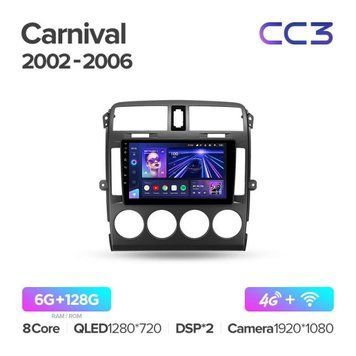 Штатная магнитола Teyes CC3 6+128 Gb 360&deg; Kia Carnival UP GQ 2002-2006 9"