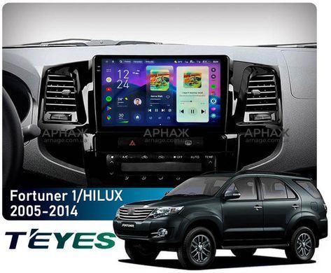 Штатна магнітола Teyes CC4 2K 6+64 Gb Toyota Fortuner 1 AN50 AN60 HILUX Revo Vigo (F1) 2008-2014 9" (L1)