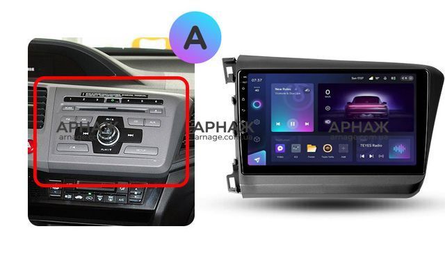 Штатная магнитола Teyes CC3 2K 4+64 Gb Honda Civic 9 FB FK FD 2011-2015 9"