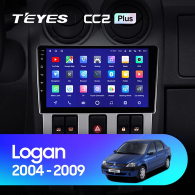 Штатна магнітола Teyes CC2 PLUS 6+128 Gb Renault Logan 1 2004-2009 9"