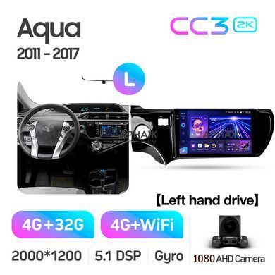 Штатная магнитола Teyes CC3 2K 4+32 Gb Toyota Aqua (Left hand drive) 2011-2017 9"