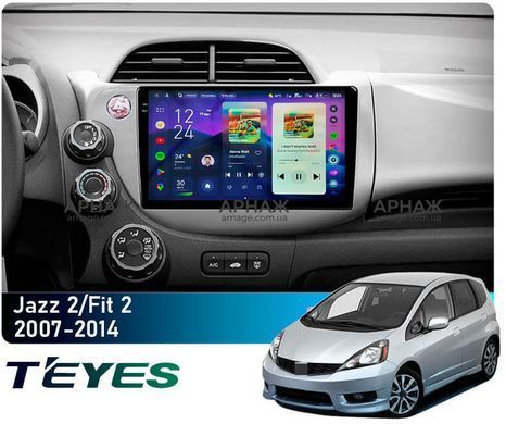 Штатна магнітола Teyes CC4 2K 6+64 Gb Honda Jazz 2 GG Fit 2 GE 2007 - 2014 10"