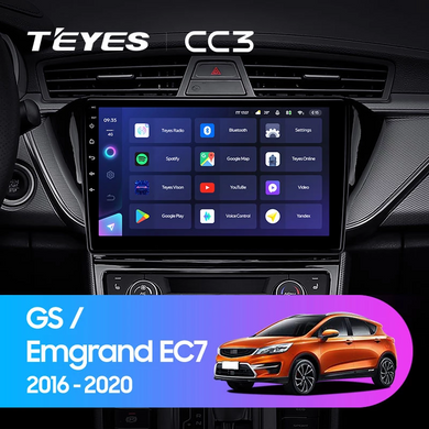 Штатная магнитола Teyes CC3 4+64 Gb Geely GS 2016-2020 Emgrand EC7 1 2018-2020 10"