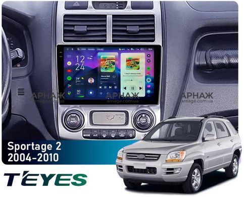 Штатна магнітола Teyes CC4 Pro 2K 8+128 Gb Kia Sportage 2 2004-2010 9"