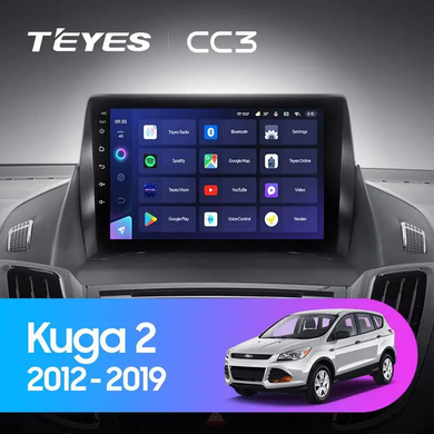 Штатна магнітола Teyes CC3 2K 4+64 Gb Ford Kuga 2 Escape 3 2012 - 2019 9"