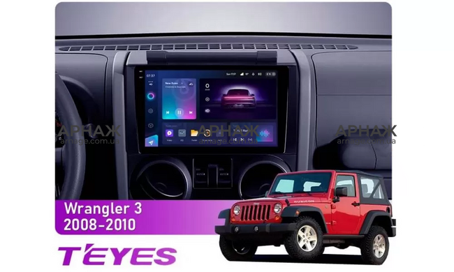Штатна магнітола Teyes CC3 2K 6+128 Gb 360&deg; Jeep Wrangler 3 JK (F1) 2008-2010 9" (L1)