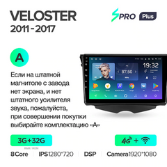 Штатна магнітола Teyes sPRO Plus 3GB+32GB 4G+WiFi Hyundai Veloster (2011-2017)