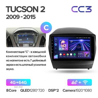 Штатна магнітола Teyes CC3 4GB+64GB 4G+WiFi Hyundai Tucson/ix35 (2009-2015)