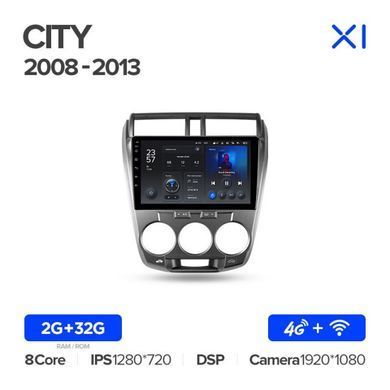 Штатная магнитола Teyes X1 2+32Gb Honda City 2008-2013 10"