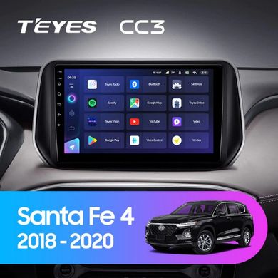Штатная магнитола Teyes CC3 2K 6+128 Gb 360° Hyundai Santa Fe 4 (ZYJ) 2018-2020 10"