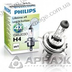 Галогенові лампи Philips H4 12342LLECOC1 Long Life EcoVision