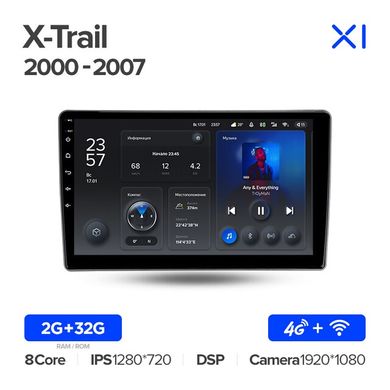 Штатна магнітола Teyes X1 2+32Gb Nissan X-Trail X Trail X-Trail 1 T30 2000 2007 10"