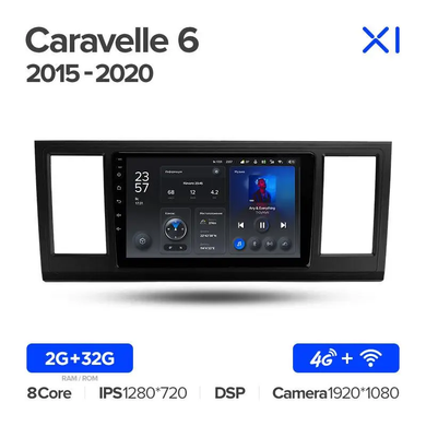 Штатна магнітола Teyes X1 2+32Gb Wi-Fi Volkswagen Caravelle 6 T6.1 T6 2015 - 2020 9"