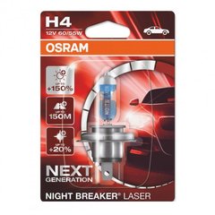 Галогенная лампа Osram H4 64193NL-01B Night Breaker LASER NG +150% 60/55W 12V P43T 1шт/блистер