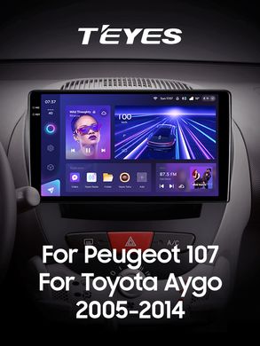 Штатна магнітола Teyes CC3 2K 6+128 Gb 360° Peugeot 107 Toyota Aygo 2005-2014 9"