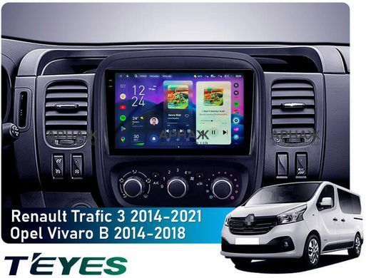 Штатная магнитола Teyes CC4 2K 8+128 Gb Renault Trafic 3 2014-2021 / Opel Vivaro B 2014-2018 9" (L1)