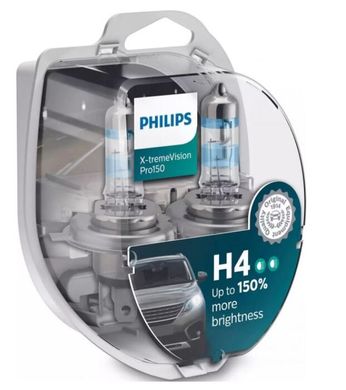 Автолампы Philips H4 X-treme Vision Pro150 +150% 60/55W 12V P43T 12342XVPS2