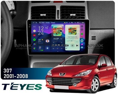 Штатна магнітола Teyes CC4 2K 6+64 Gb Peugeot 307 1 2001-2008 9"