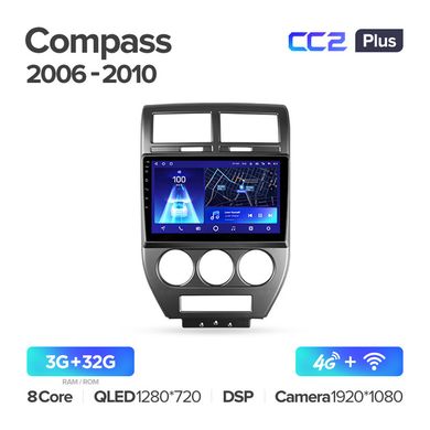 Штатна магнітола Teyes CC2 Plus 3GB+32GB 4G+WiFi Jeep Compass (2006-2010)