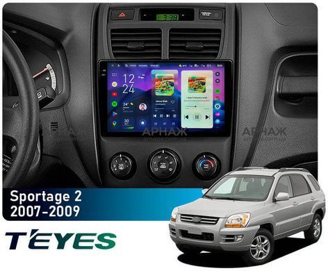 Штатна магнітола Teyes CC4 Pro 2K 12+256 Gb Kia Sportage 2 2007-2009 9"