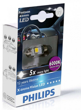 Лампа светодиодная Philips Festoon BlueVision LED T10.5x43. 6000K 129466000KX1