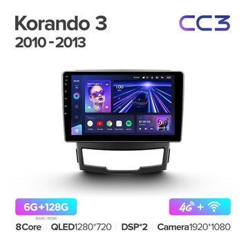 Штатная магнитола Teyes CC3 6GB+128GB 4G+WiFi SsangYong Korando (2010-2013)