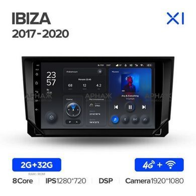 Штатна магнітола Teyes X1 2+32Gb Seat Ibiza 2017-2020 9"