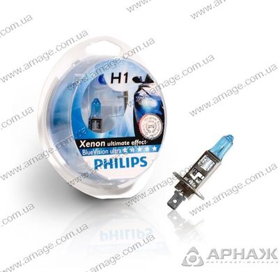 Галогенові лампи Philips BlueVisionUltra H1 12258BVUSM Blister