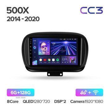 Штатна магнітола Teyes CC3 6+128 Gb 360&deg; Fiat 500X 2014-2020 9"