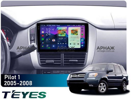 Штатная магнитола Teyes CC4 Pro 2K 12+256 Gb Honda Pilot 1 2005-2008 9"