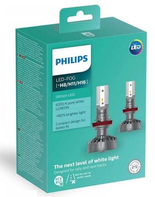 Автолампы Philips H8/H11/H16 11366U50CWX2 LED Fog Ultinon Pro5000 +160% 12/24V