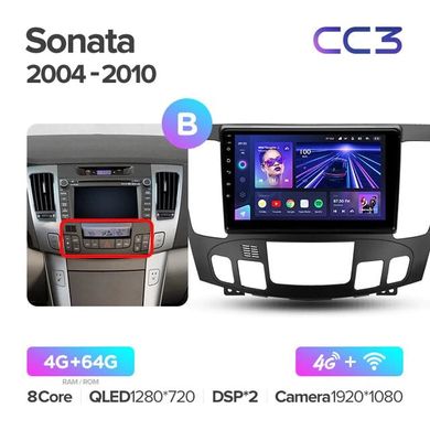 Штатна магнітола Teyes CC3 4GB+64GB 4G+WiFi Hyundai Sonata NF (2004-2010)