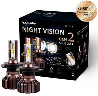 Світлодіодні автолампи Carlamp Night Vision Gen2 H4 5500K 5000 Lm